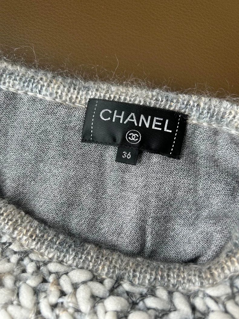Chanel Chanel Gray White Knit Cape Sweater - dmc Size US S / EU 44-46 / 1 - 5 Thumbnail