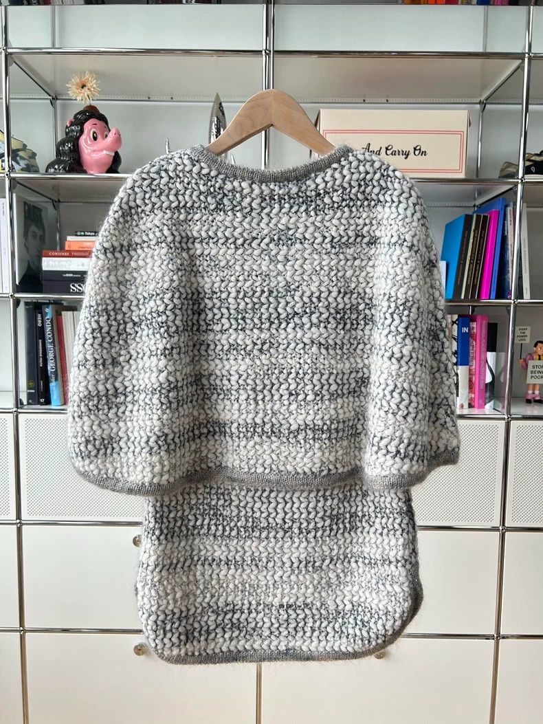 Chanel Chanel Gray White Knit Cape Sweater - dmc Size US S / EU 44-46 / 1 - 2 Thumbnail