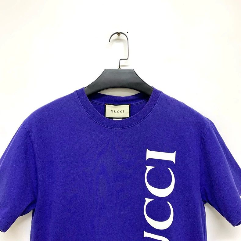 Gucci Blue Logo Short Sleeve T-Shirt - dmc
