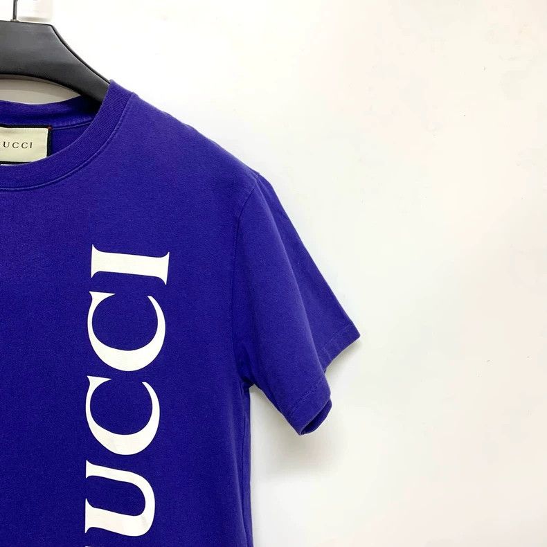 Gucci Blue Logo Short Sleeve T-Shirt - dmc