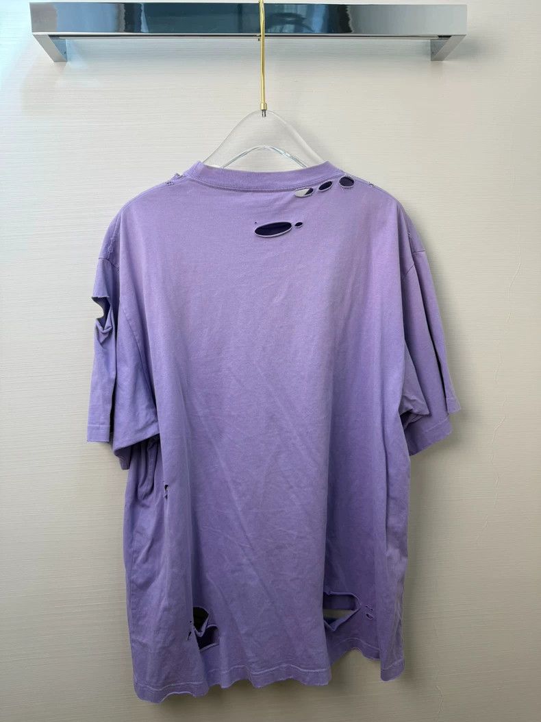 Balenciaga Balenciaga Oversized Purple Distressed Short Sleeve Shirt - dmc Size US XXS / EU 40 - 2 Thumbnail
