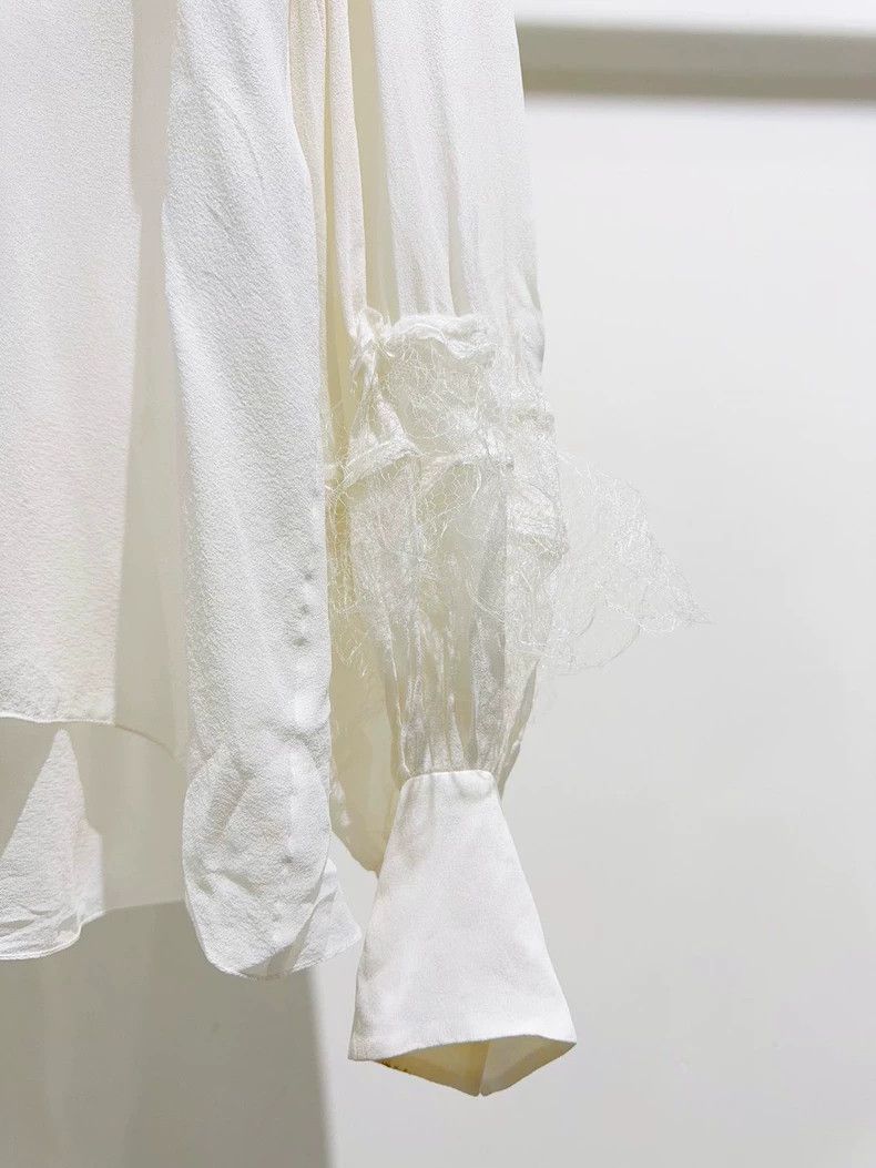 Chanel Chanel Silk Shirt with Mesh Design - dmc Size US M / EU 48-50 / 2 - 4 Thumbnail