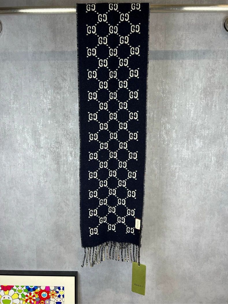 Gucci Gucci Wool Scarf with Logo Pattern - dmc Size ONE SIZE - 2 Thumbnail