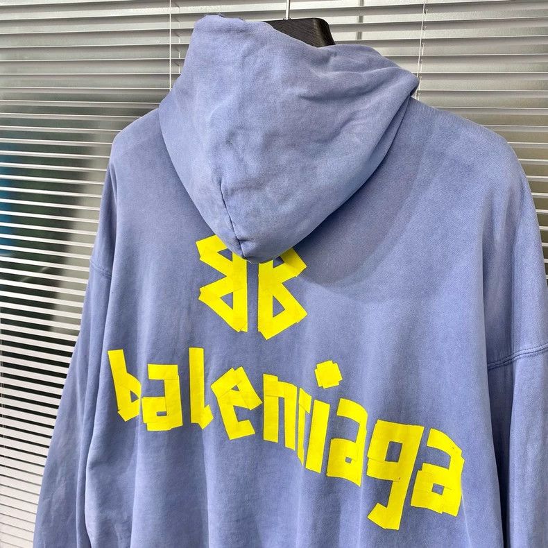 Balenciaga Balenciaga Hooded Sweatshirt in Misty Blue - dmc Size US S / EU 44-46 / 1 - 3 Thumbnail