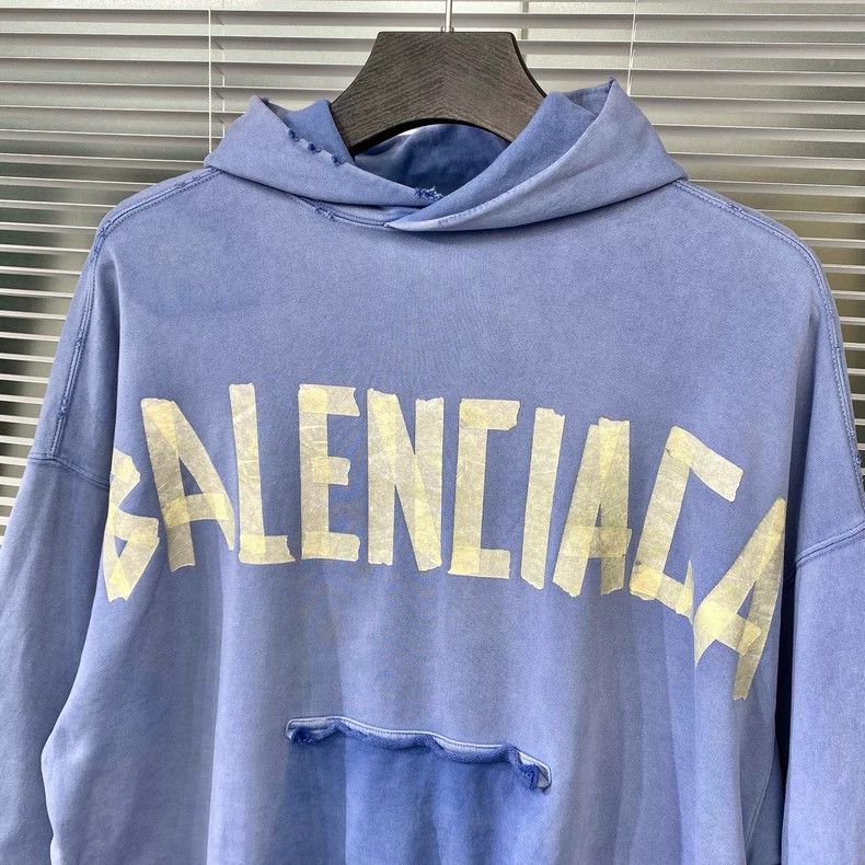 Balenciaga Balenciaga Hooded Sweatshirt in Misty Blue - dmc Size US S / EU 44-46 / 1 - 5 Thumbnail