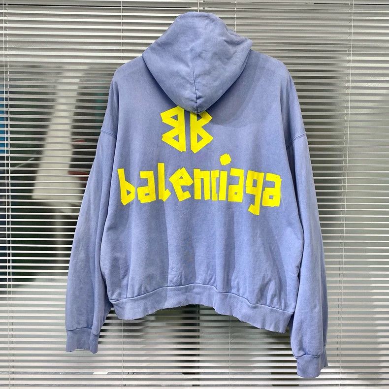 Balenciaga Balenciaga Hooded Sweatshirt in Misty Blue - dmc Size US S / EU 44-46 / 1 - 2 Thumbnail
