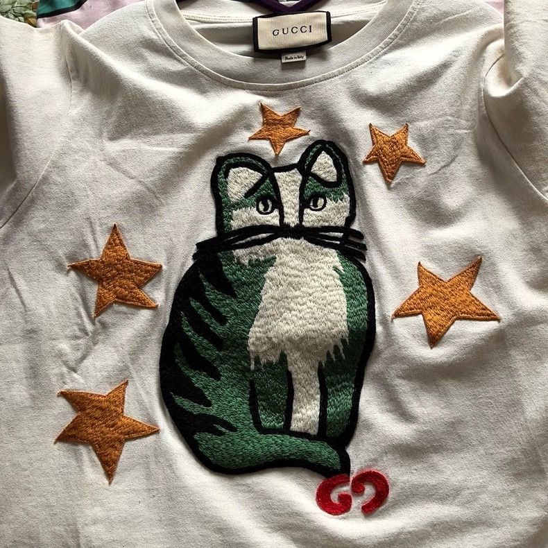 Gucci Gucci Cat T-Shirt with Star Design - dmc Size US L / EU 52-54 / 3 - 4 Thumbnail