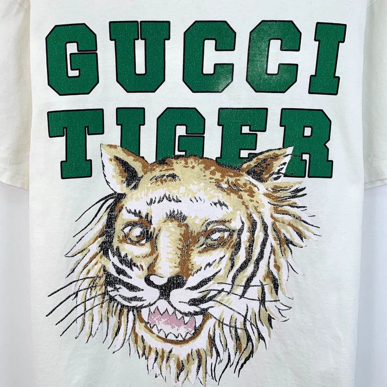 Gucci Gucci Tiger Print White Cotton T-Shirt - dmc Size US S / EU 44-46 / 1 - 4 Thumbnail