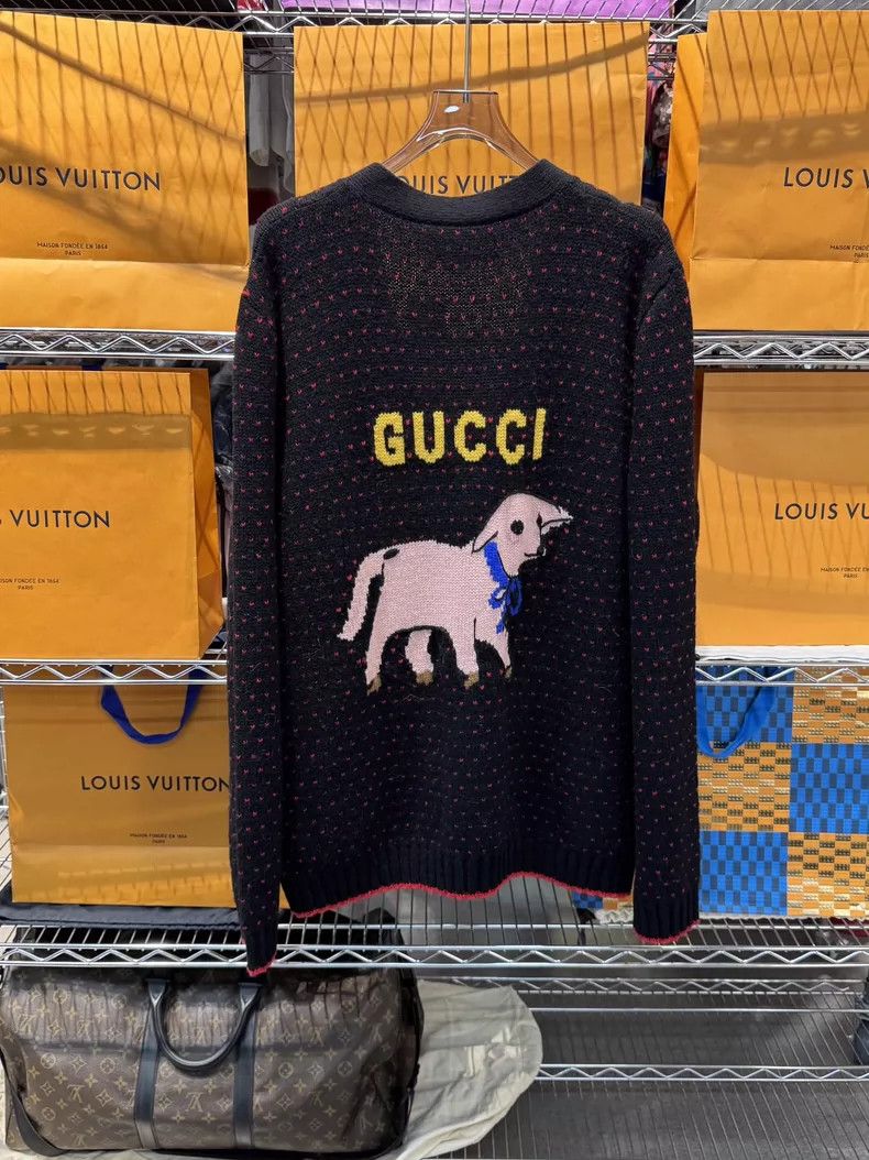 Gucci Gucci Wool Knit Cardigan with Sheep Pattern - dmc Size US XXL / EU 58 / 5 - 2 Thumbnail