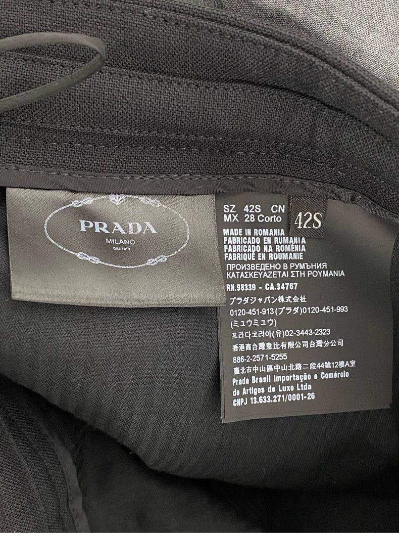 Prada Prada Black Wool Casual Trousers with Logo - dmc Size US 31 - 4 Thumbnail