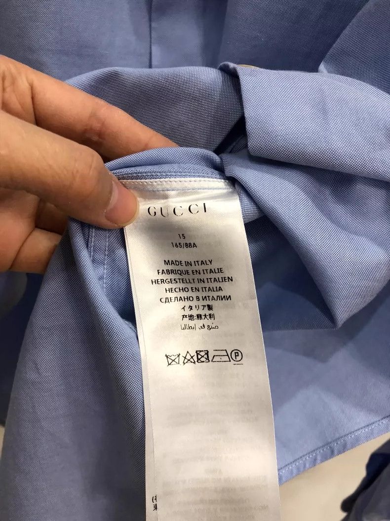 Gucci Gucci Men's Casual Long Sleeve Shirt with Gold Collar - dmc Size US M / EU 48-50 / 2 - 6 Thumbnail