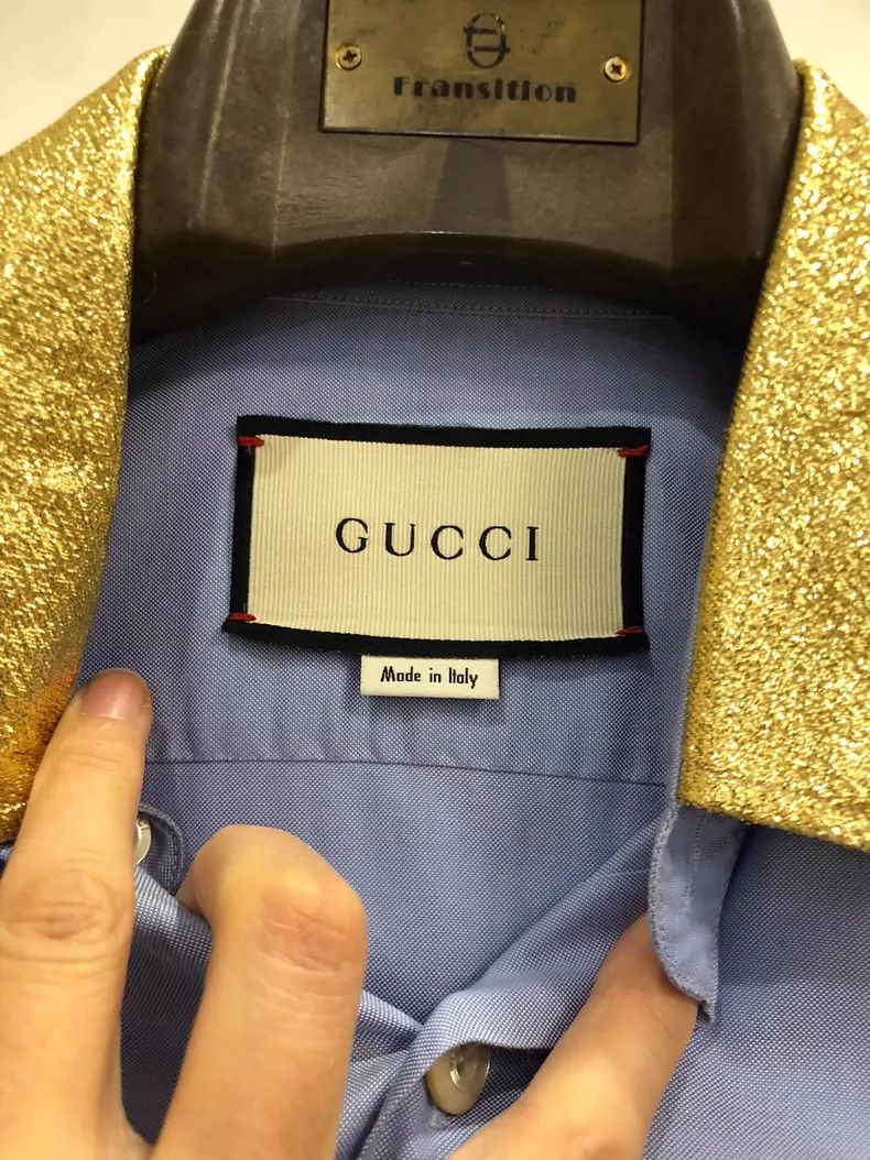 Gucci Gucci Men's Casual Long Sleeve Shirt with Gold Collar - dmc Size US M / EU 48-50 / 2 - 3 Thumbnail
