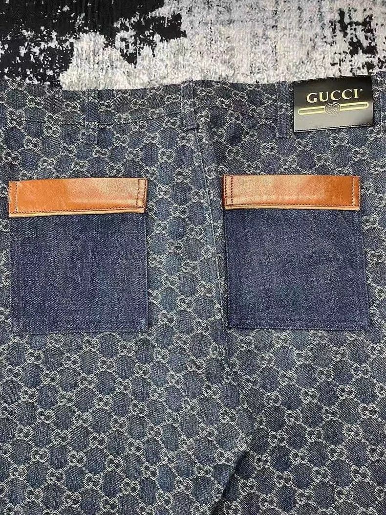 Gucci Gucci Blue Full Print GG Straight Leg Jeans - dmc Size US 35 - 3 Thumbnail