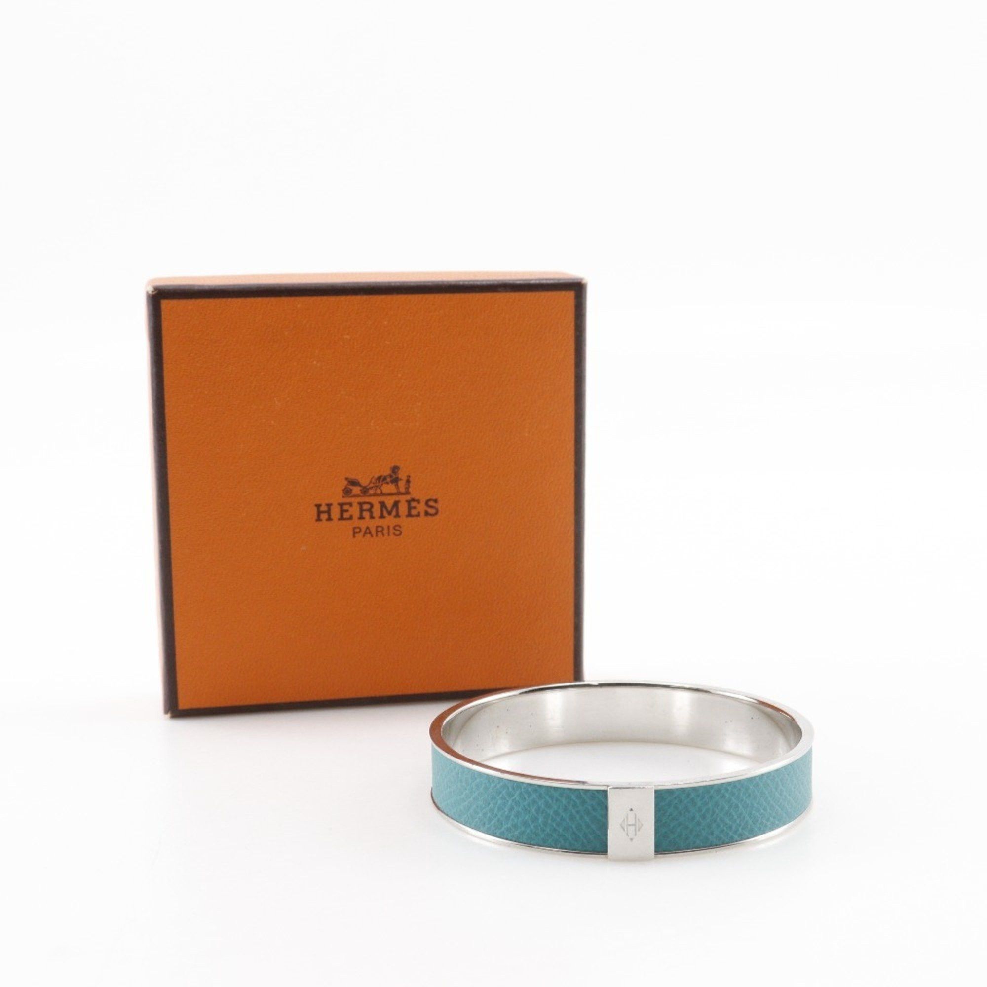Hermes Hermes KAWAII Bangle x Veau Epsom Blue Paon Silver/Blue Approx. 27.3g Cute Women's Size ONE SIZE - 6 Thumbnail
