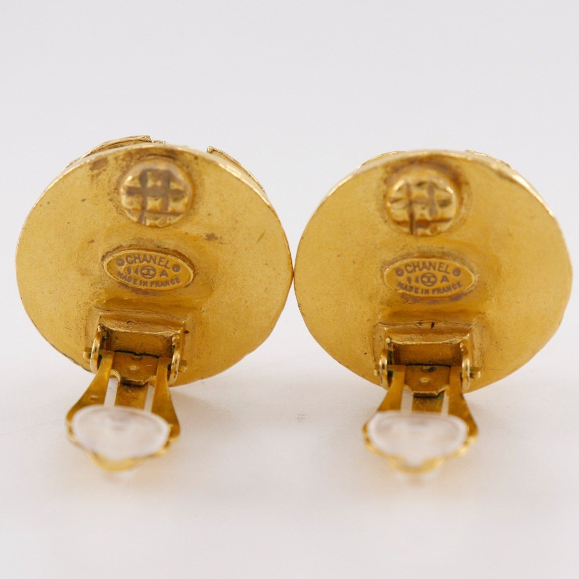 Chanel CHANEL Triple COCO Mark Earrings, Gold Plated x Fake Pearl, 1994, 94A, Approx. 29.4g, Mark, Women's Size ONE SIZE - 4 Thumbnail