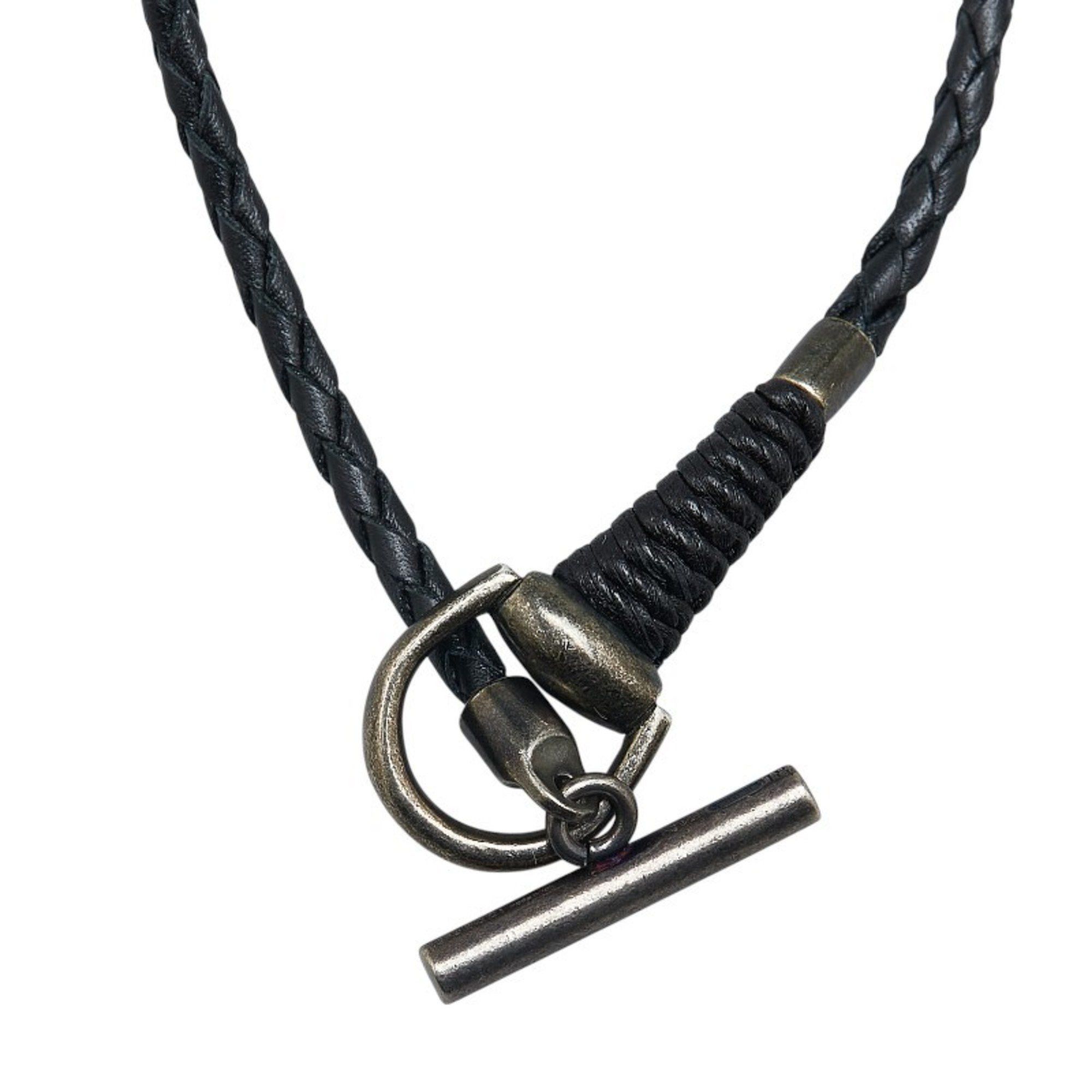Gucci Gucci Horsebit Choker #18 Black Leather SV925 Silver Women's GUCCI Size ONE SIZE - 2 Thumbnail