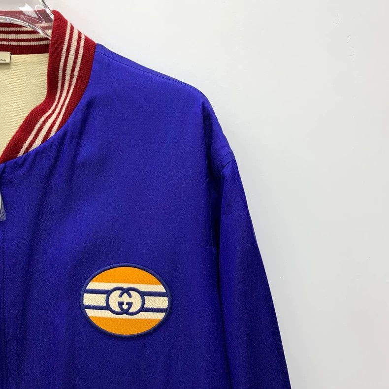 Gucci Gucci Blue Striped Logo Tiger Embroidered Jacket - dmc Size US M / EU 48-50 / 2 - 9 Thumbnail