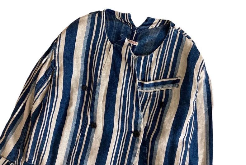 Kapital Striped Linen Short Jacket Coat - dmc Size US XS / EU 42 / 0 - 3 Thumbnail