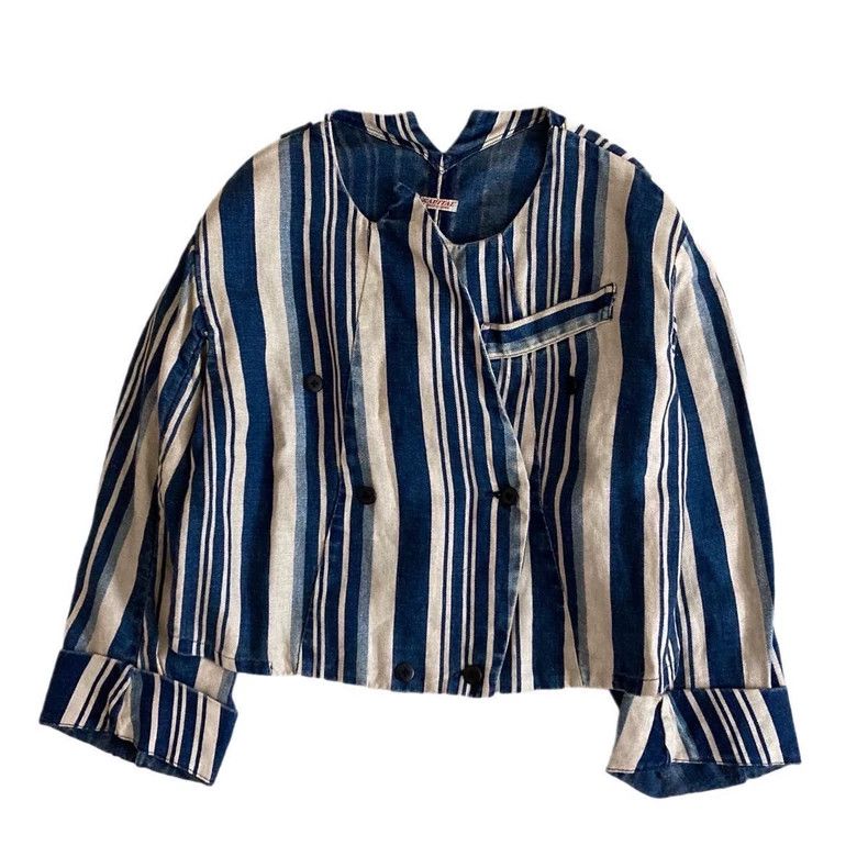 Kapital Striped Linen Short Jacket Coat - dmc Size US XS / EU 42 / 0 - 2 Thumbnail