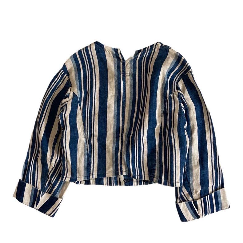 Kapital Striped Linen Short Jacket Coat - dmc Size US XS / EU 42 / 0 - 4 Thumbnail