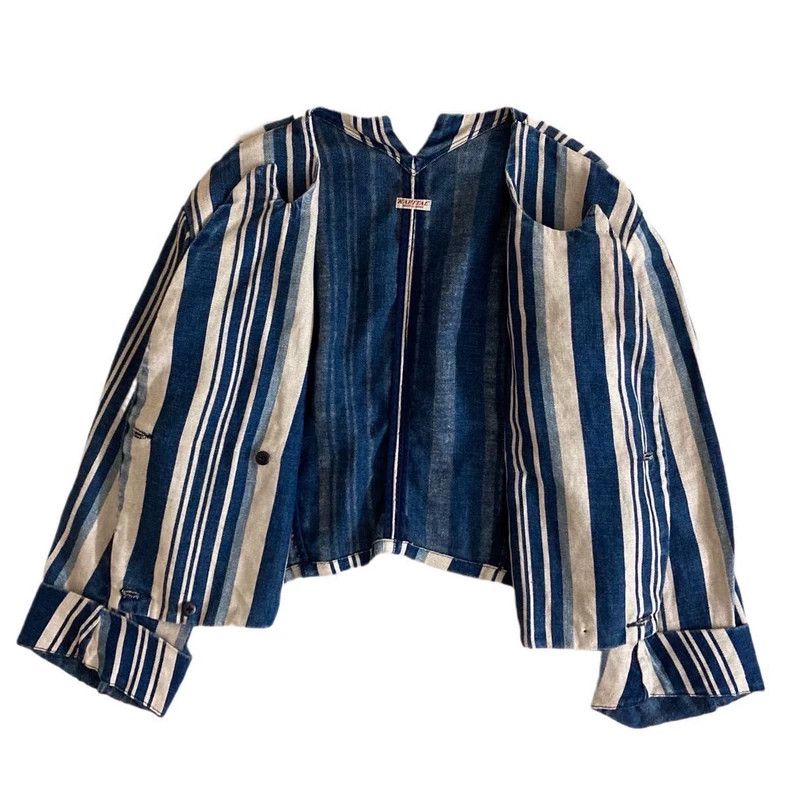 Kapital Striped Linen Short Jacket Coat - dmc Size US XS / EU 42 / 0 - 5 Thumbnail