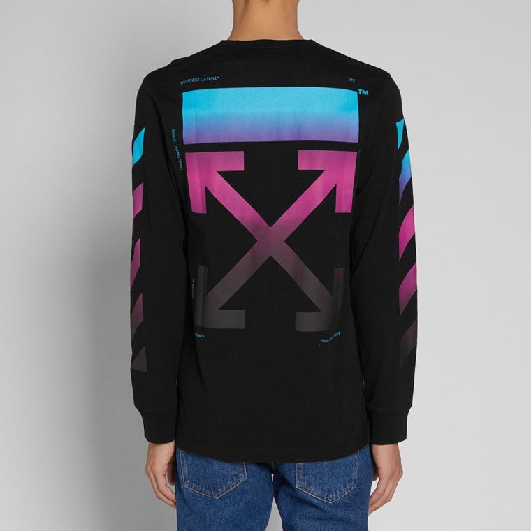 Off White OFF WHITE LONG SLEEVE DIAGONAL GRADIENT TEE BLACK Grailed