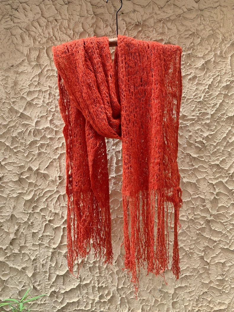 Dries Van Noten Dries Van Noten Vintage Orange Wool Scarf - dmc Size ONE SIZE - 2 Thumbnail