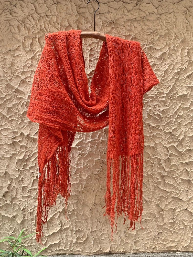 Dries Van Noten Dries Van Noten Vintage Orange Wool Scarf - dmc Size ONE SIZE - 3 Thumbnail