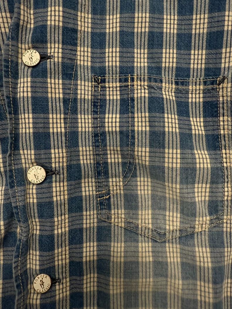 Porter Classic Classic Hawaiian Denim Shirt in Blue Plaid Size US XL / EU 56 / 4 - 3 Thumbnail