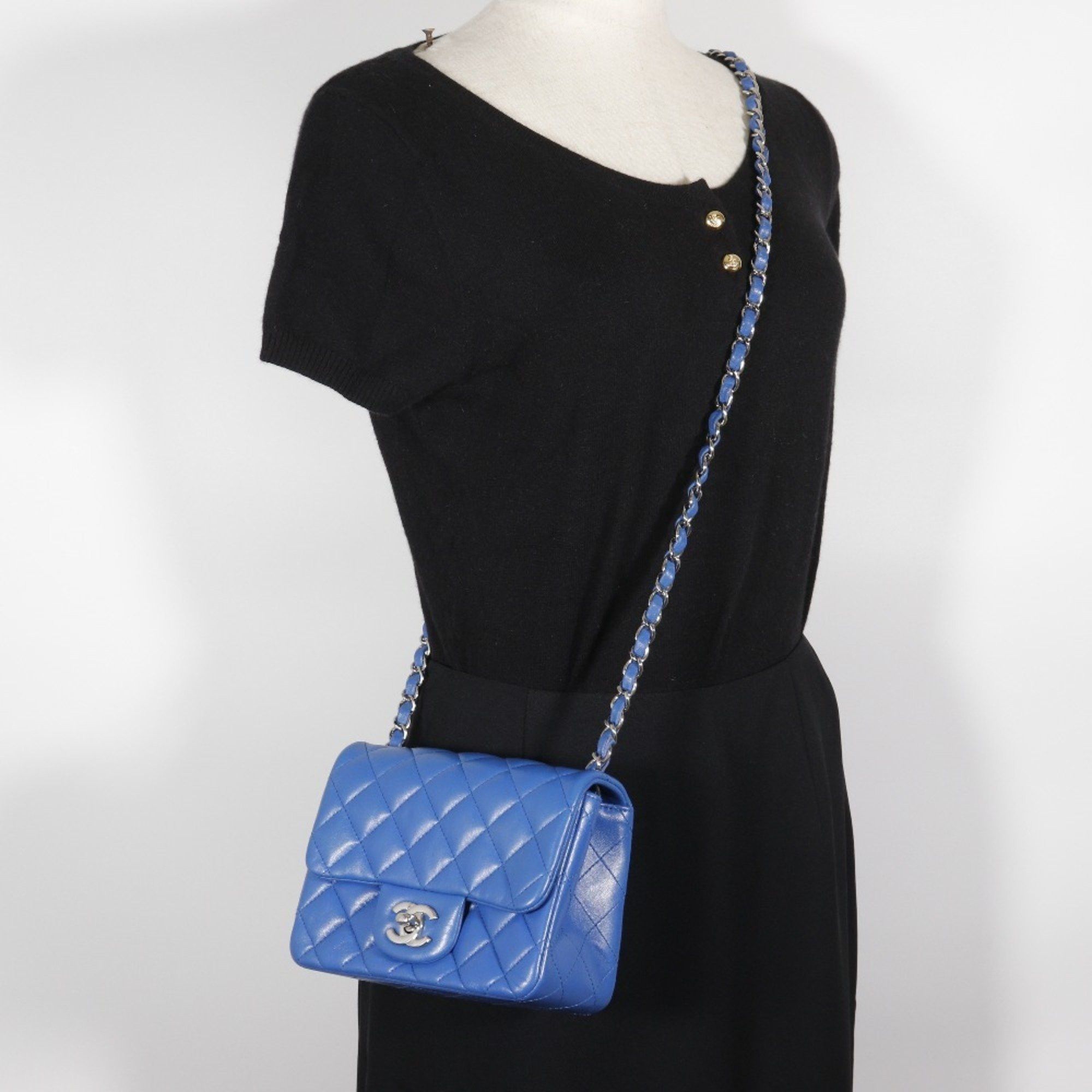 Chanel CHANEL Chain Shoulder Bag Matelasse A35200 Lambskin Blue Turnlock ChainShoulder Women's Size ONE SIZE - 14 Thumbnail
