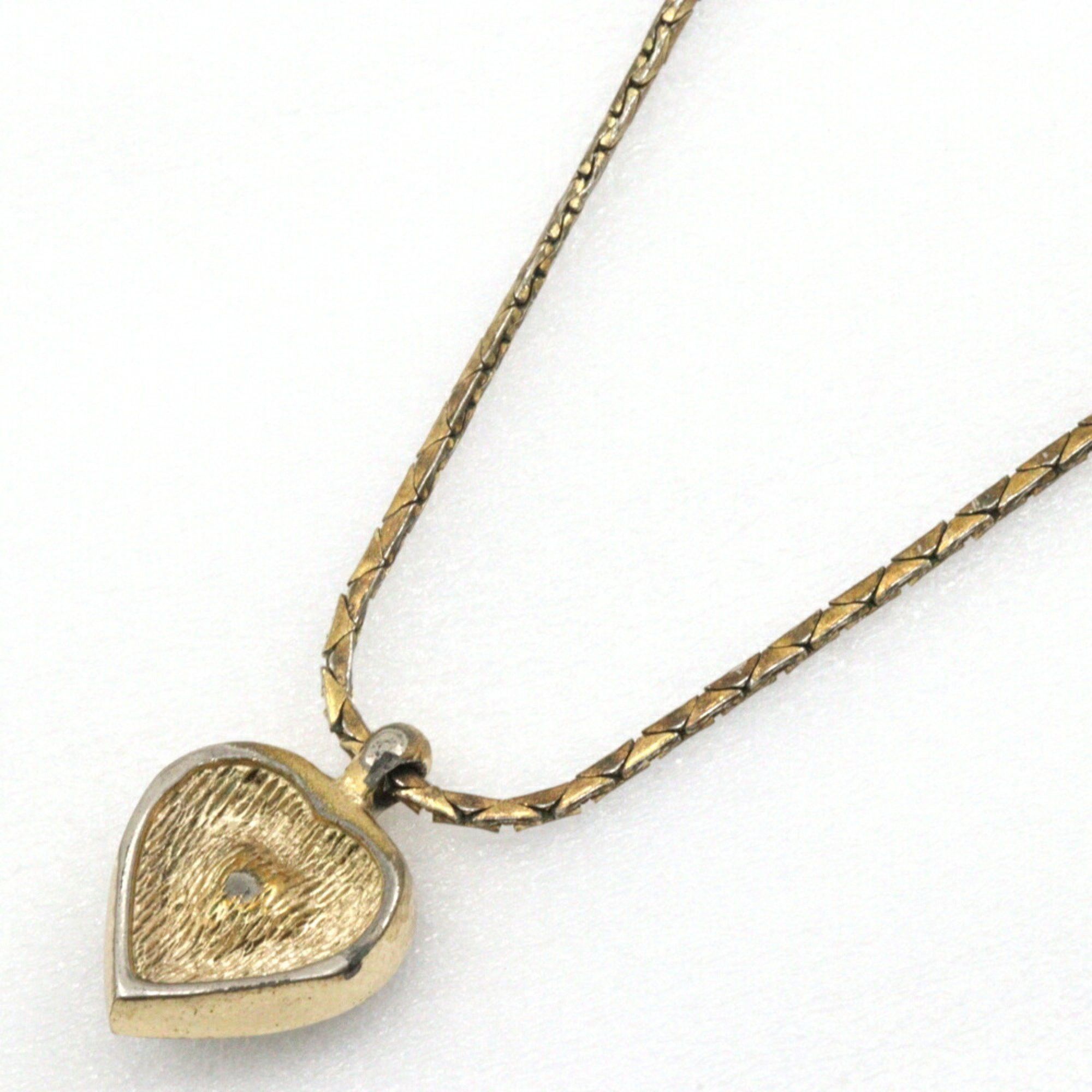 Dior Christian Dior Heart Necklace Gold Plated x Rhinestone Made in Germany Approx. 6.7g Women's Size ONE SIZE - 3 Thumbnail