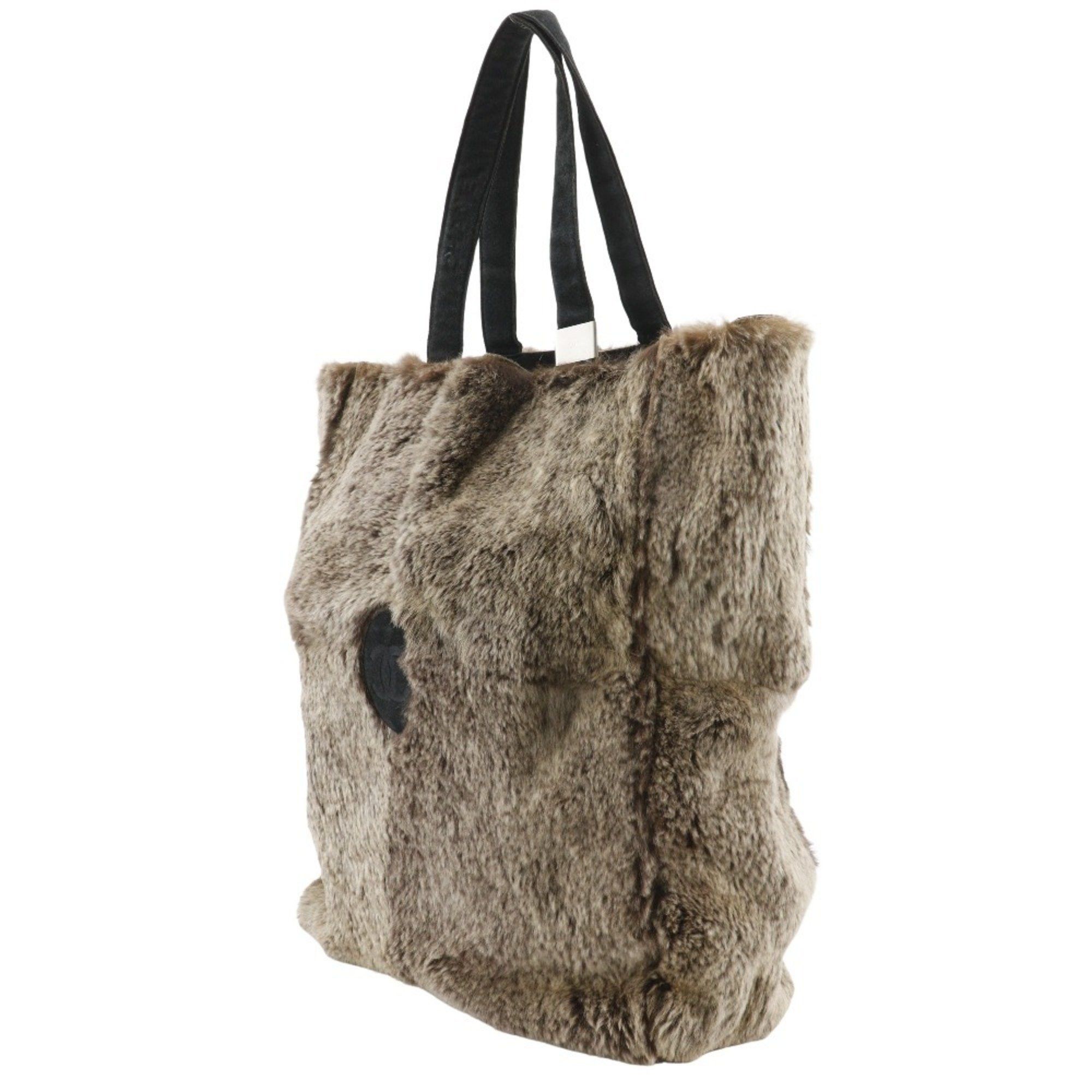 Chanel CHANEL COCO Mark Handbag Tote Bag Rabbit Fur Brown A5 Women's Size ONE SIZE - 2 Thumbnail