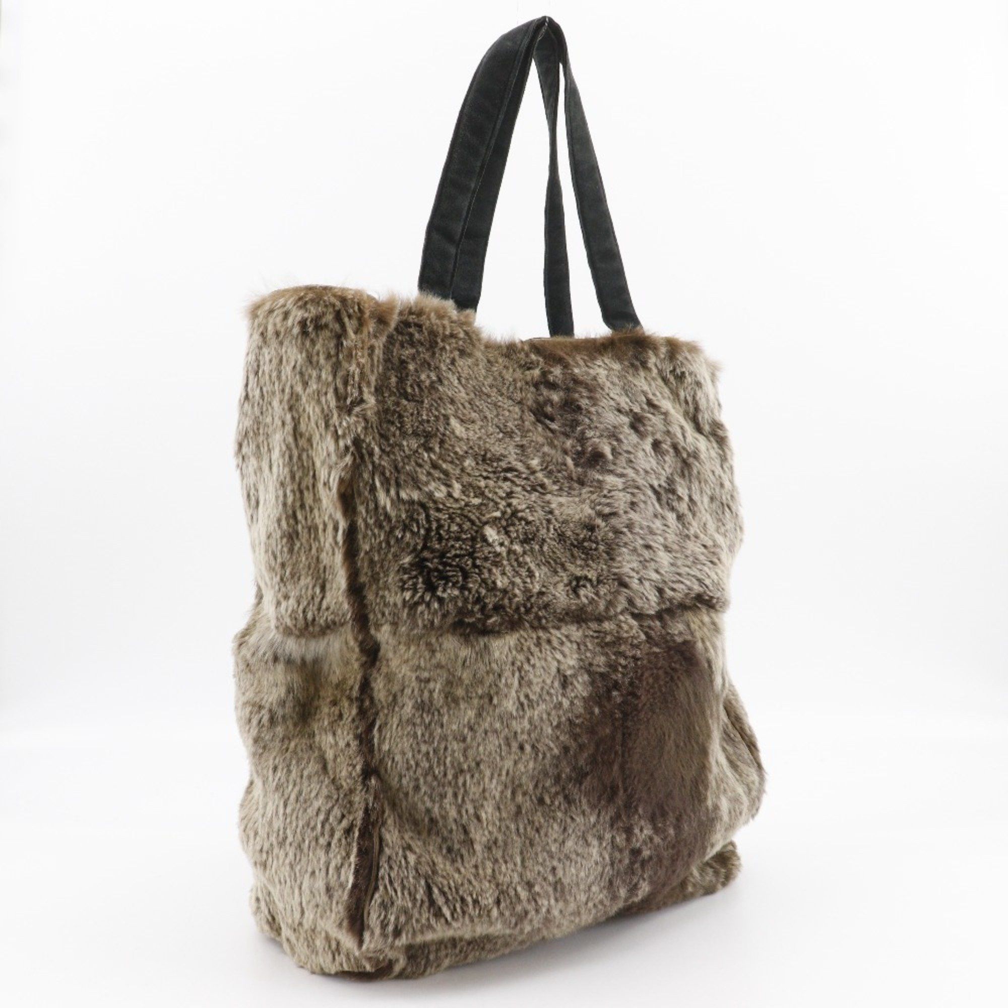 Chanel CHANEL COCO Mark Handbag Tote Bag Rabbit Fur Brown A5 Women's Size ONE SIZE - 3 Thumbnail