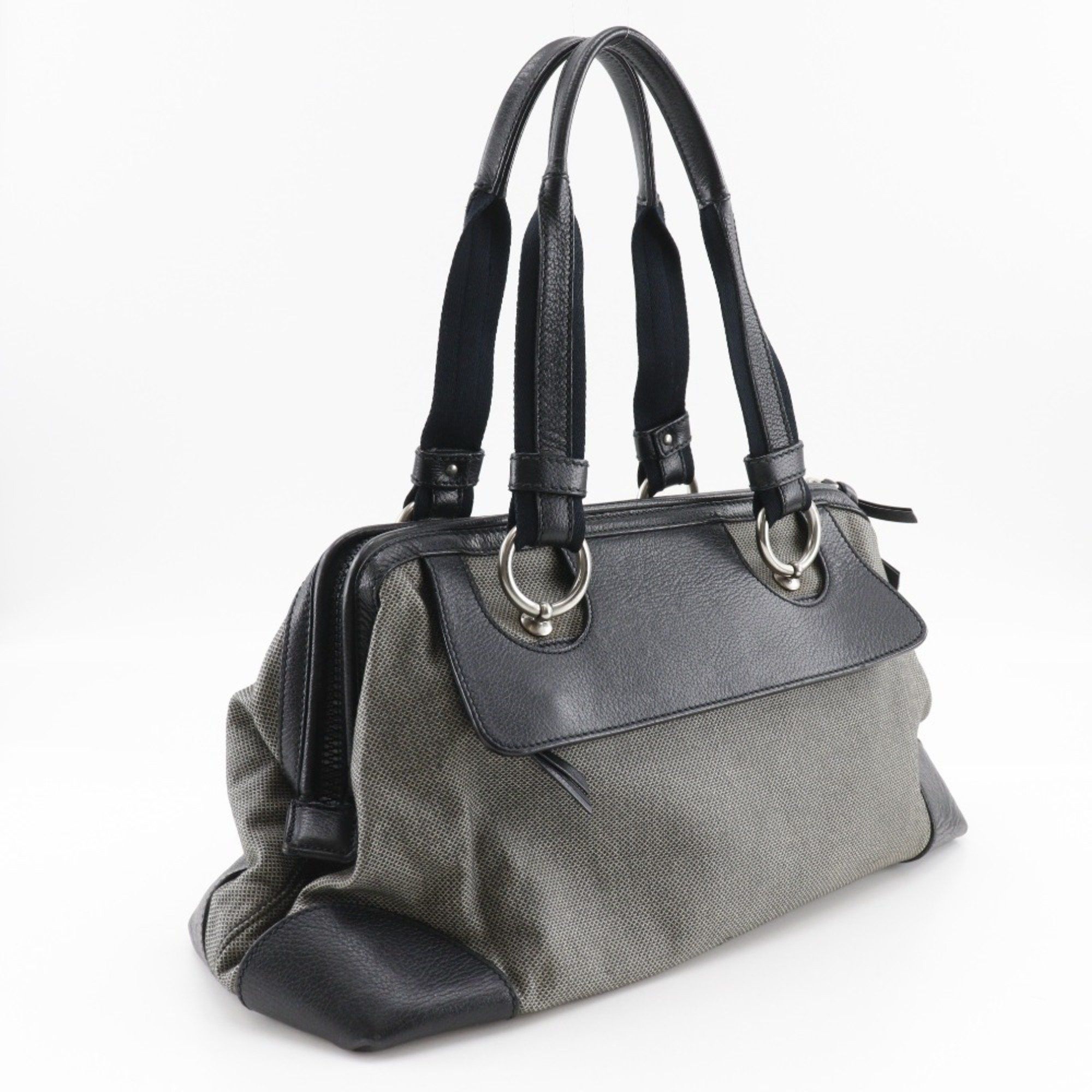 Bottega Veneta Bottega Veneta Tote Bag Canvas x Leather Gray/Black A5 Double Women's Size ONE SIZE - 3 Thumbnail