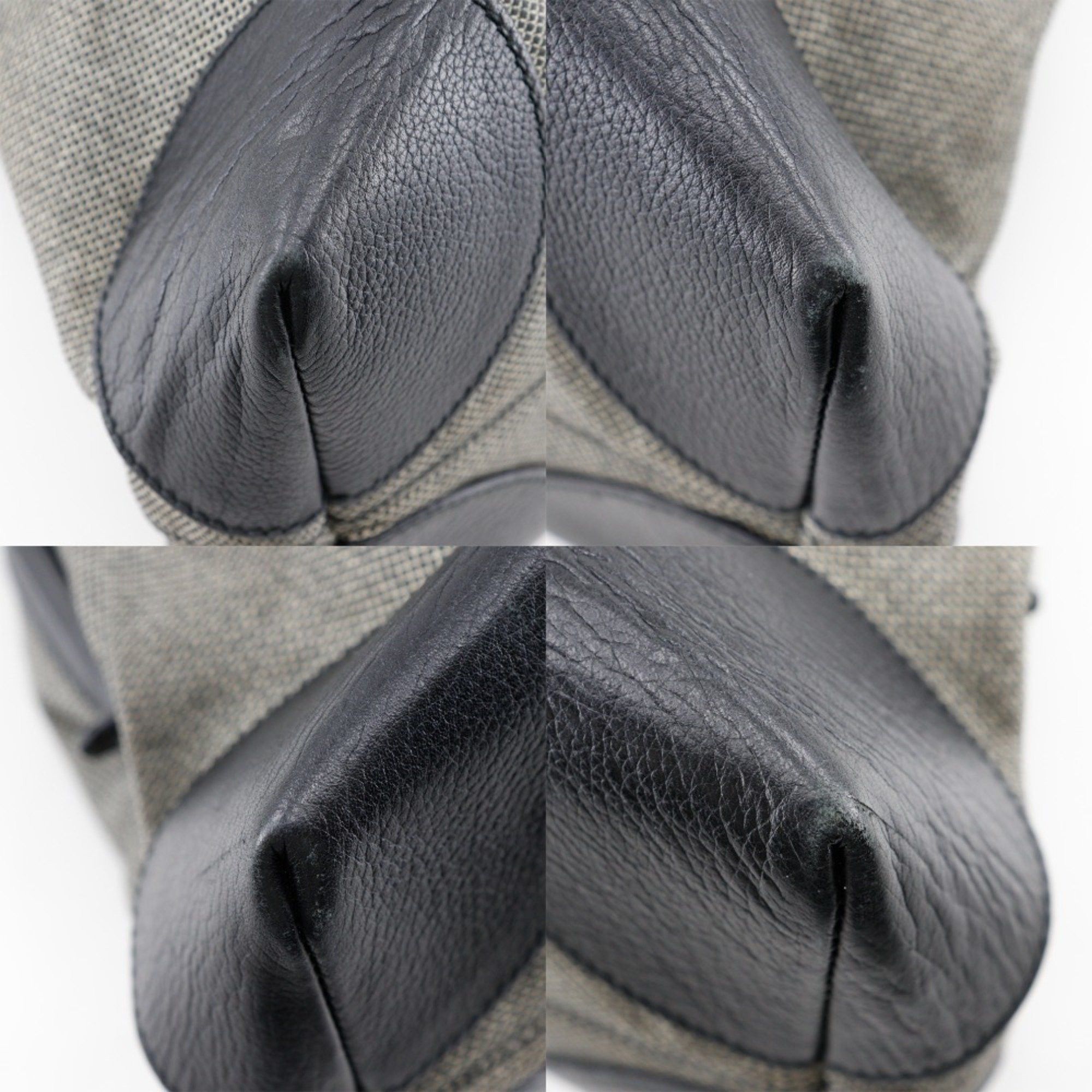 Bottega Veneta Bottega Veneta Tote Bag Canvas x Leather Gray/Black A5 Double Women's Size ONE SIZE - 4 Thumbnail