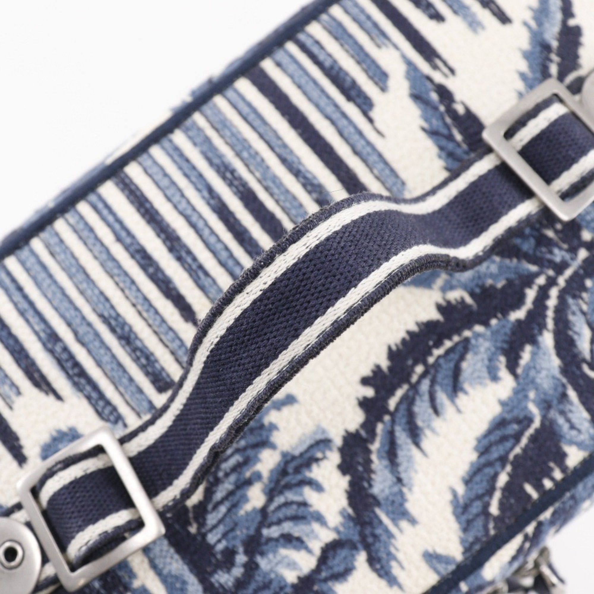 Dior Christian Dior Dior Travel Vanity Handbag Palms Embroidery Canvas 2021 Navy/White Double Women's Size ONE SIZE - 6 Thumbnail