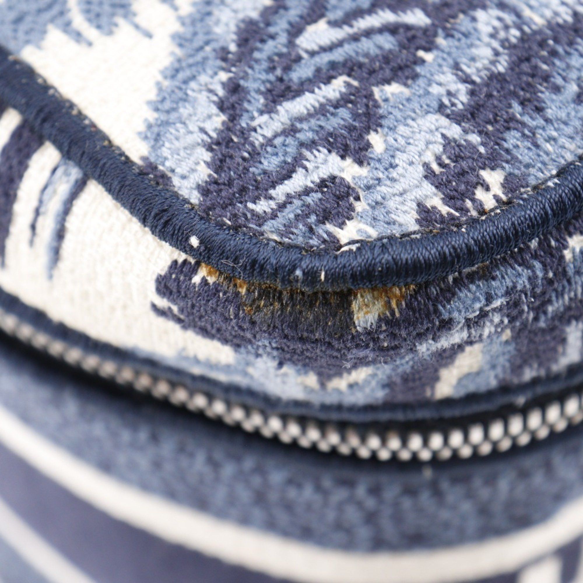 Dior Christian Dior Dior Travel Vanity Handbag Palms Embroidery Canvas 2021 Navy/White Double Women's Size ONE SIZE - 9 Thumbnail