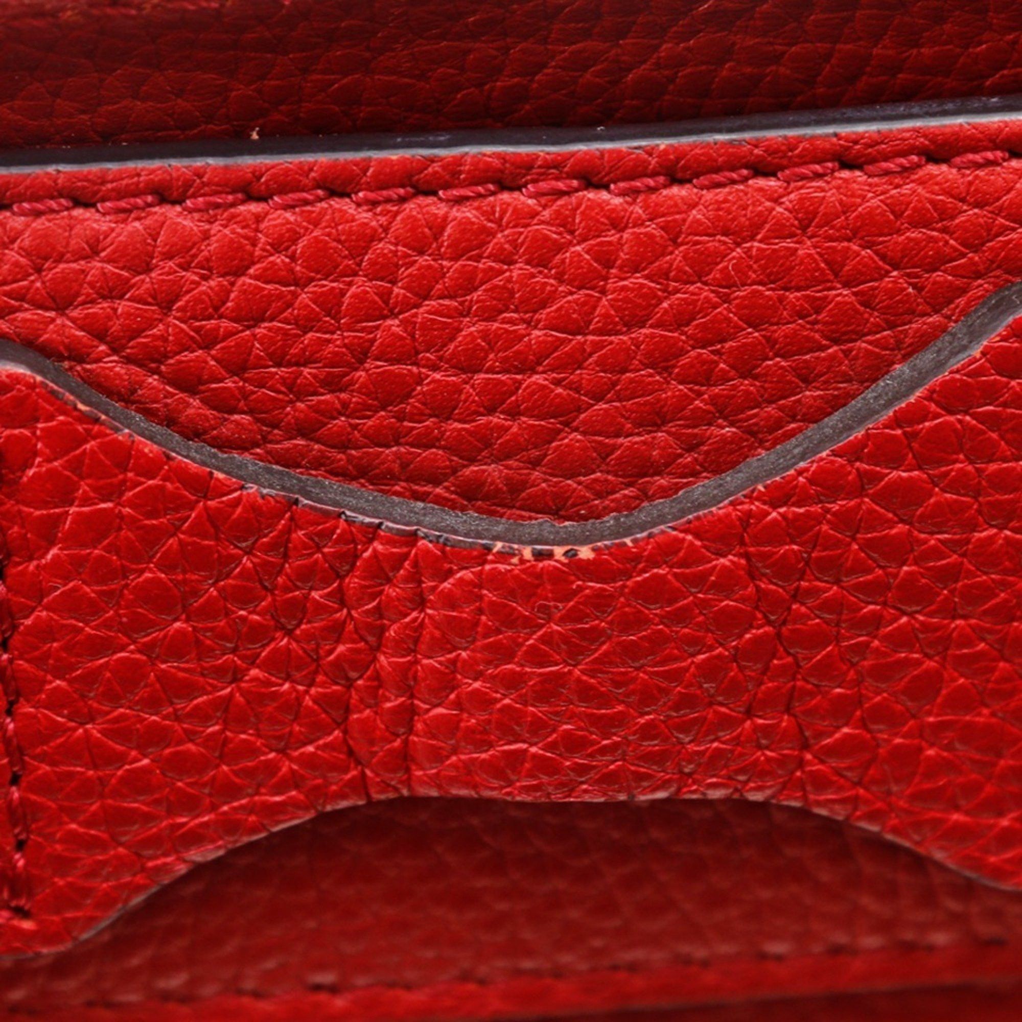Celine CELINE Luggage Micro Shopper Handbag Leather Red A5 Women's Size ONE SIZE - 14 Thumbnail