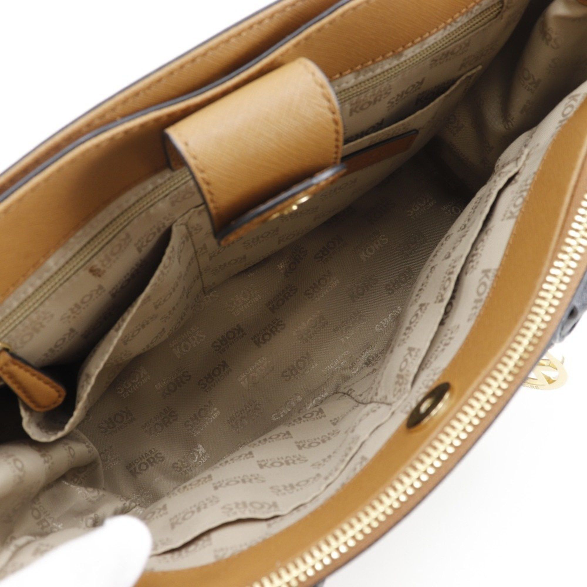 Michael Kors Michael Kors Tote Bag Handbag Leather Brown/Black/White A5 Type Women's Size ONE SIZE - 7 Thumbnail
