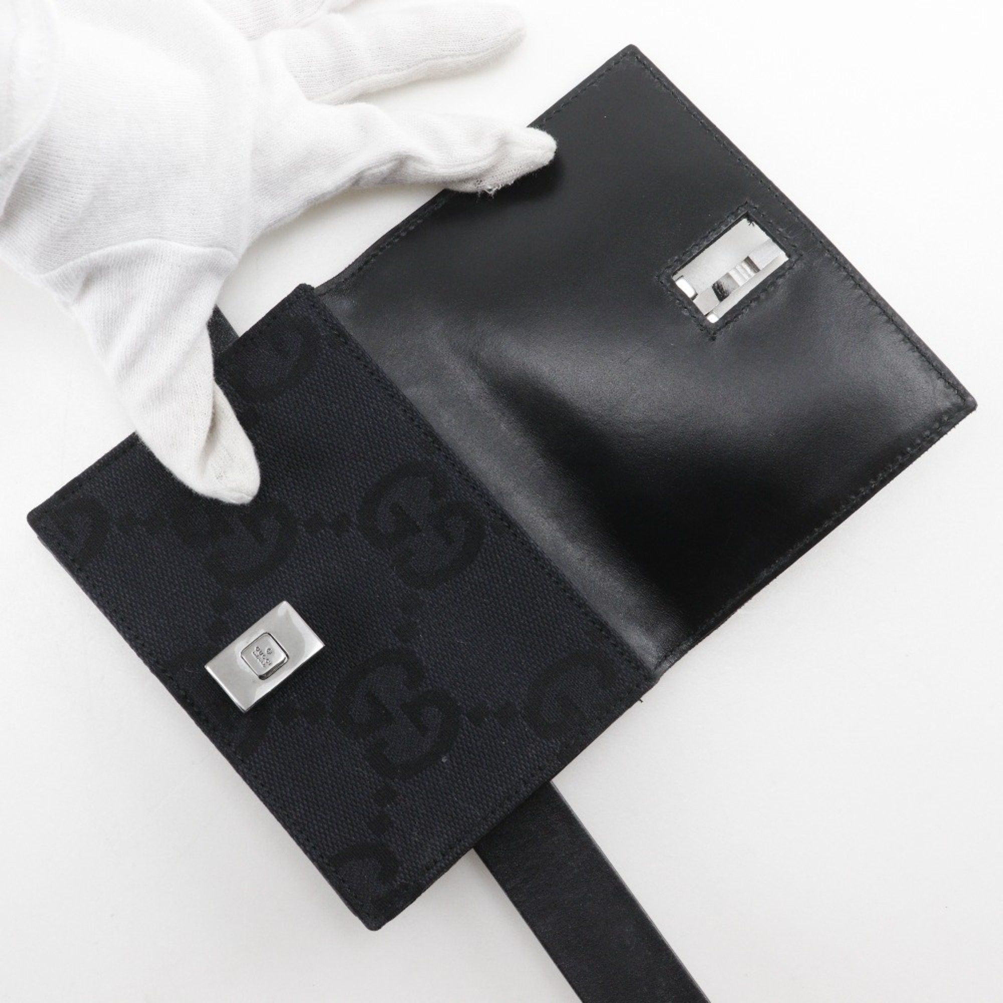 Gucci GUCCI Jackie Line Waist Bag Belt GG Canvas Black Flap Women's Size ONE SIZE - 7 Thumbnail