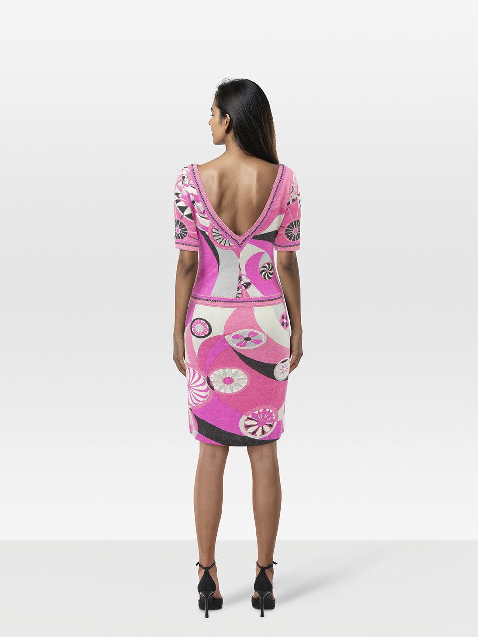 Emilio Pucci Abstract Wool Short Sleeve Dress Size M / US 6-8 / IT 42-44 - 2 Thumbnail