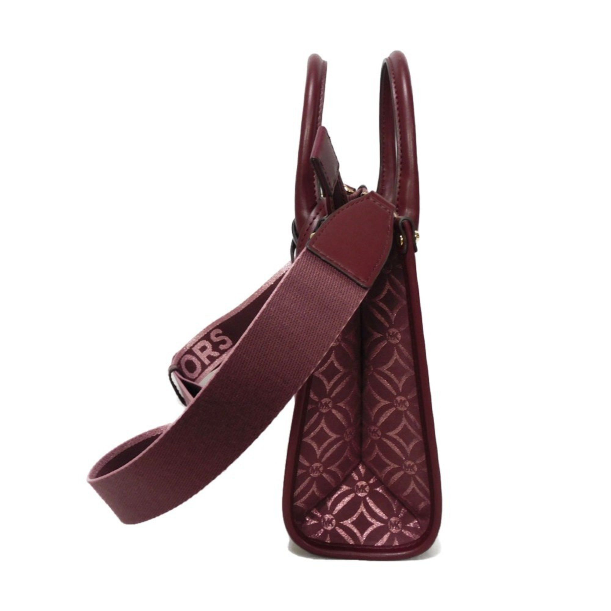 Michael Kors Michael Kors Handbag Mirella Jacquard Small MK Shoulder Bag Metal Oxblood 35F4G7ZC5J Women's Bags Size ONE SIZE - 3 Thumbnail