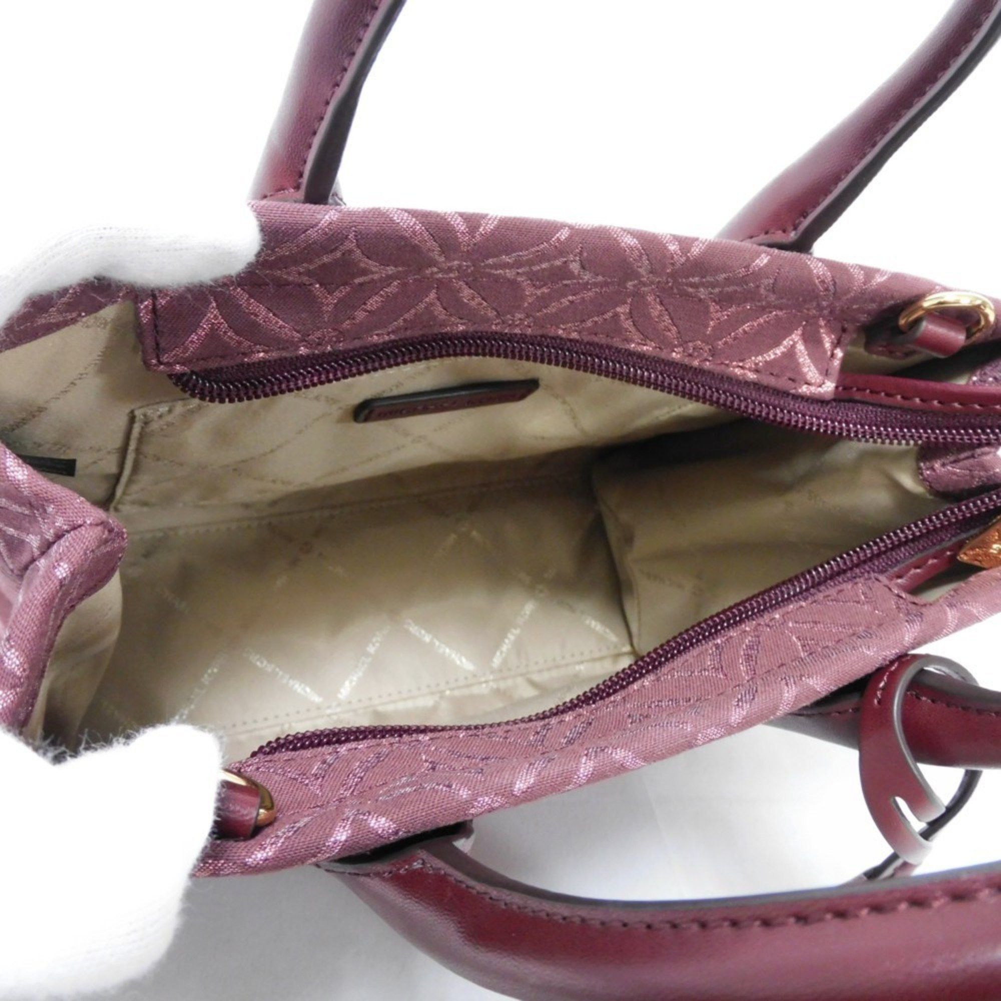 Michael Kors Michael Kors Handbag Mirella Jacquard Small MK Shoulder Bag Metal Oxblood 35F4G7ZC5J Women's Bags Size ONE SIZE - 5 Thumbnail
