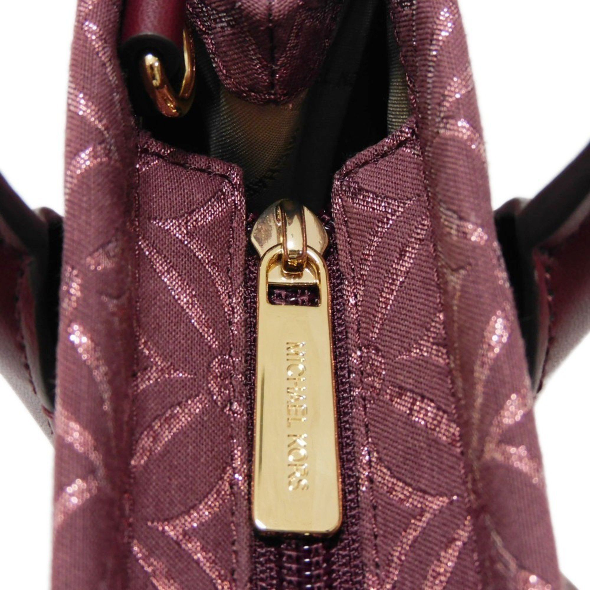 Michael Kors Michael Kors Handbag Mirella Jacquard Small MK Shoulder Bag Metal Oxblood 35F4G7ZC5J Women's Bags Size ONE SIZE - 9 Thumbnail