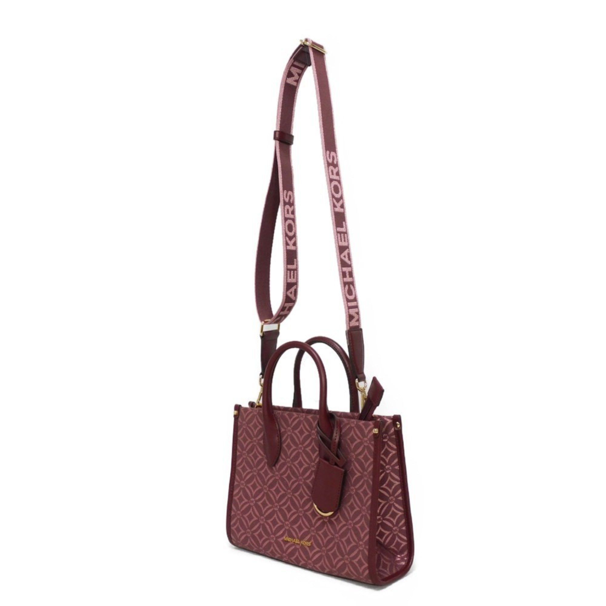 Michael Kors Michael Kors Handbag Mirella Jacquard Small MK Shoulder Bag Metal Oxblood 35F4G7ZC5J Women's Bags Size ONE SIZE - 2 Thumbnail