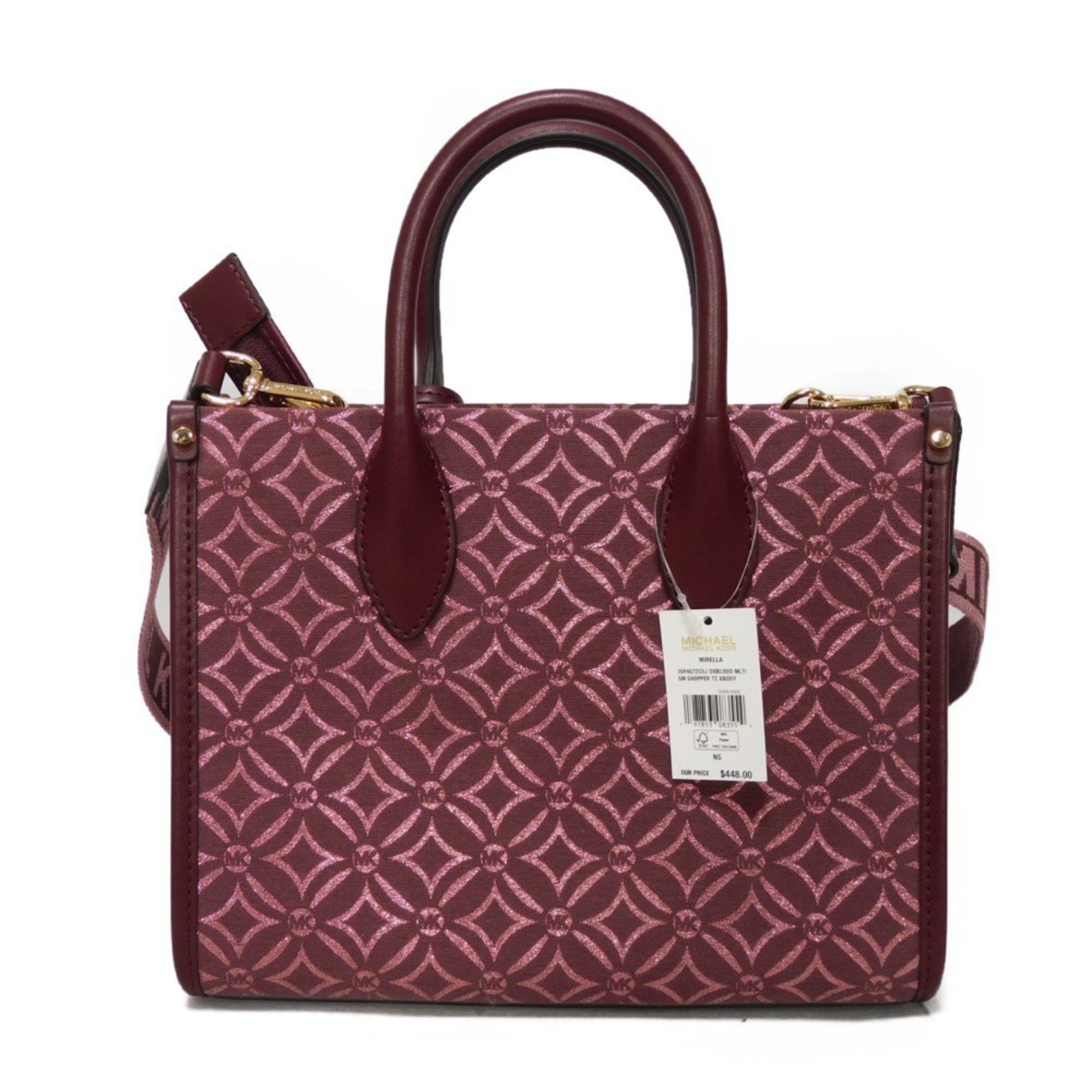 Michael Kors Michael Kors Handbag Mirella Jacquard Small MK Shoulder Bag Metal Oxblood 35F4G7ZC5J Women's Bags Size ONE SIZE - 4 Thumbnail