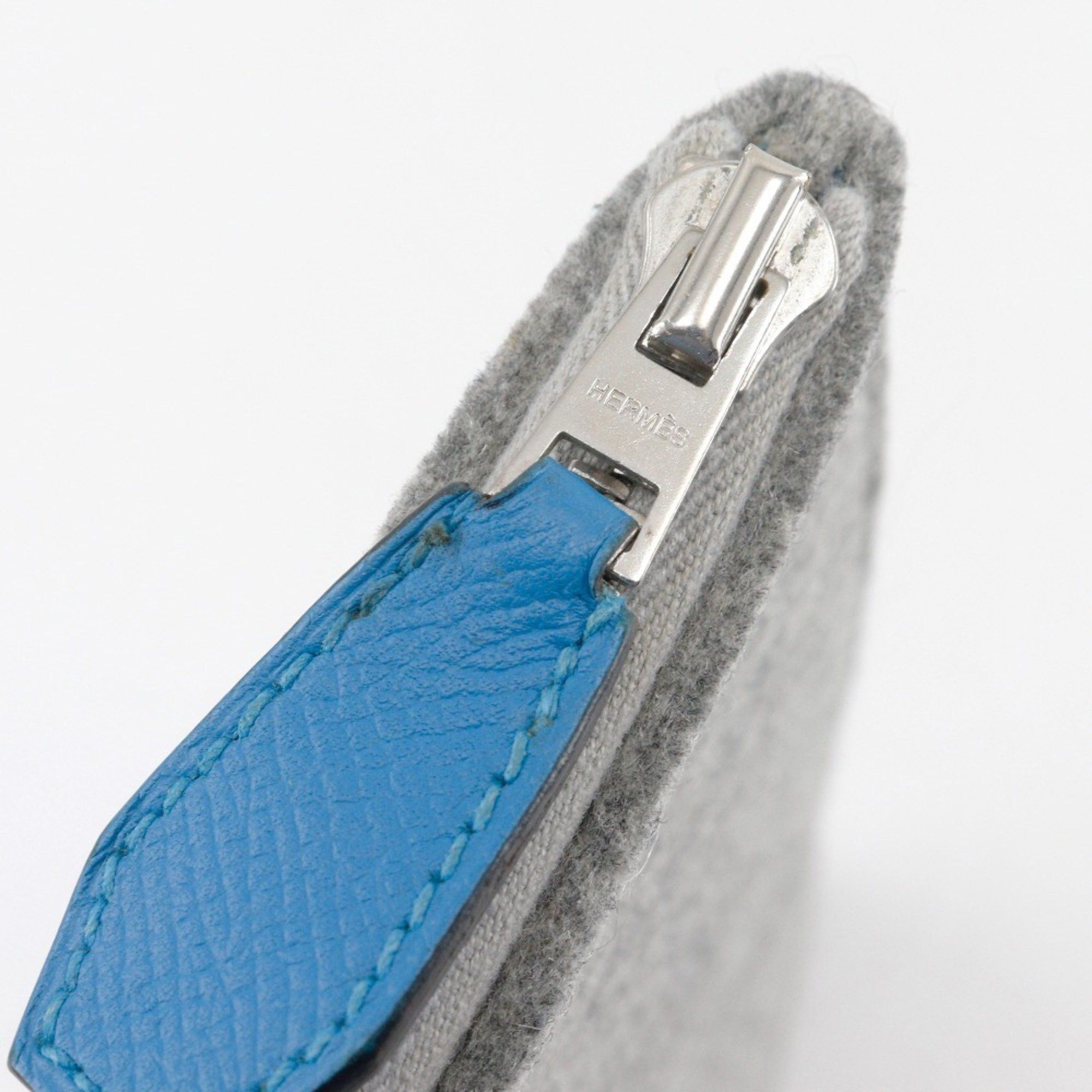 Hermes Hermes Too Doo 37 Clutch Bag Felt x Epsom Blue Zanzibar 2017 Blue/Gray A A5 Unisex Size ONE SIZE - 6 Thumbnail