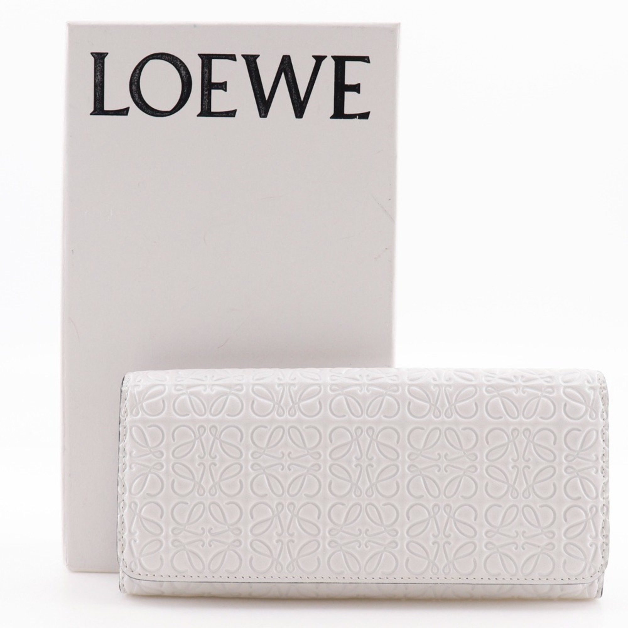 Loewe LOEWE Repeat Anagram Long Wallet Leather White Snap Button Unisex Size ONE SIZE - 13 Thumbnail