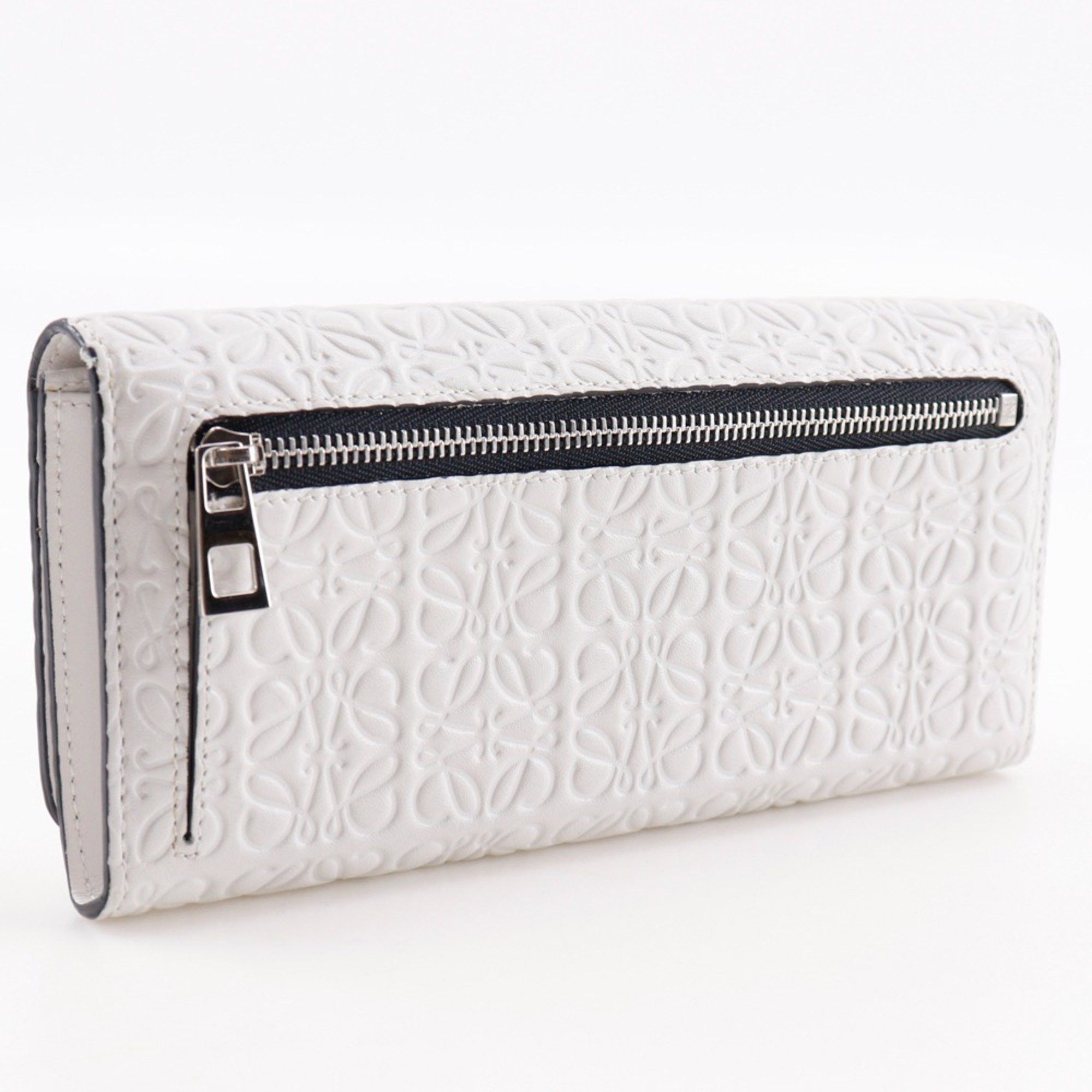 Loewe LOEWE Repeat Anagram Long Wallet Leather White Snap Button Unisex Size ONE SIZE - 3 Thumbnail