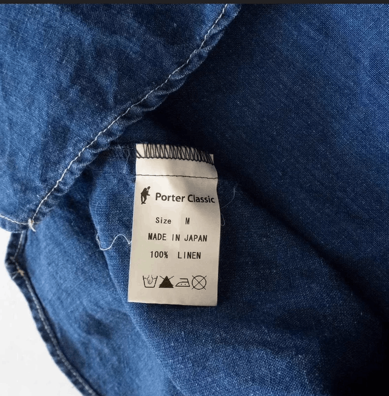 Porter Classic Blue Dyed Color-Block Linen Navy Collar Shirt Size US M / EU 48-50 / 2 - 5 Thumbnail